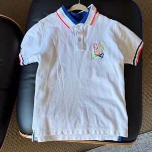 Kids White M Psycho Bunny Polo Shirt with Colorful Embroidery